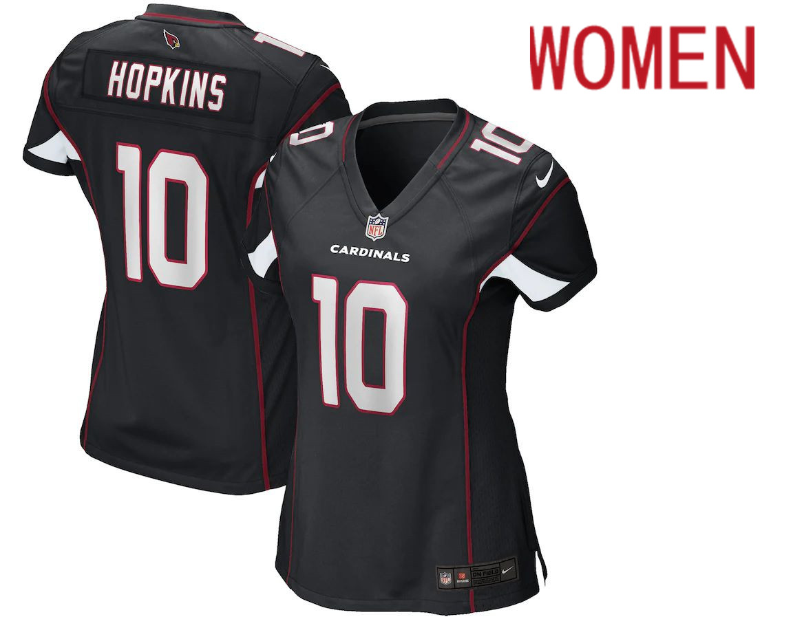 Women Arizona Cardinals 10 DeAndre Hopkins Nike Black Game NFL Jersey